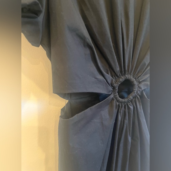 SCOOP Cut Out Midi Dress Size XS(0-2) Black Puff Sleeves Cotton Blend NWT - Picture 6 of 7